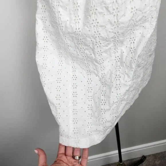 Gap White Peasant Eyelet Puff Sleeve Cotton Dress Size Small - Picture 8 of 15